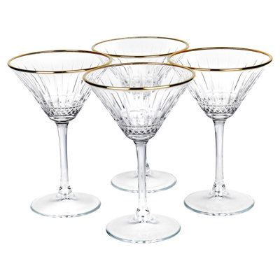 Queensway Home and Dining Queensway Home & Dining 220Ml Long Stemmed Martini Cocktail Drinking Glasses With Delicate Gold Rim For Luxury TouchSet Of 4 from B&Q