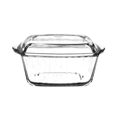 Queensway Home and Dining Queensway Home & Dining 2600Ml Glass Square Casserole Oven Roasting Dish Lid Bakeware Freezer Microwave Safe from B&Q