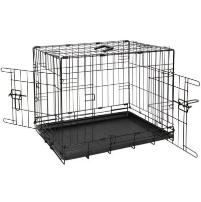 Urbn-Living Urbnliving 42Inch Height Foldable Black Metal Dog Training Xl Crate Pet Carrier Cage With 2 Doors from B&Q