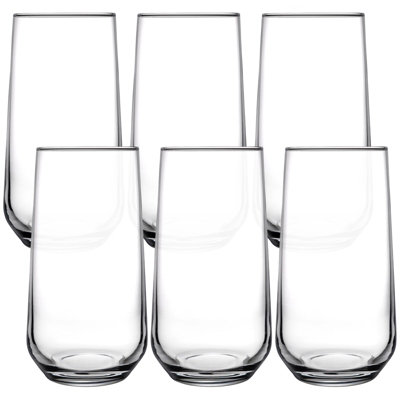 Queensway Home and Dining Queensway Home & Dining 470Ml Set Of 6 Clear Glass Tall Drinking Highball Tumbler Glasses Water Juice from B&Q