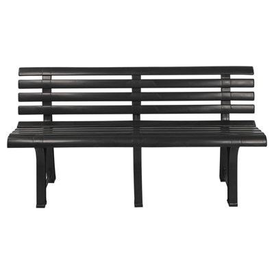 Urbn-Living Urbnliving 3 Seater Classic Garden Plastic Bench Outdoor Patio Deck Picnic Furniture 1.45M(Width)Anthracite from B&Q