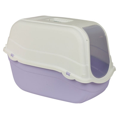 Urbn-Living Urbnliving Extra Large Enclosed Cat Litter Violet Bottom Tray Filter Box Hooded Large Scoop Toilet Potty from B&Q