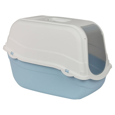 Urbn-Living Urbnliving Extra Large Enclosed Cat Litter Blue Bottom Tray Filter Box Hooded Large Scoop Toilet Potty from B&Q