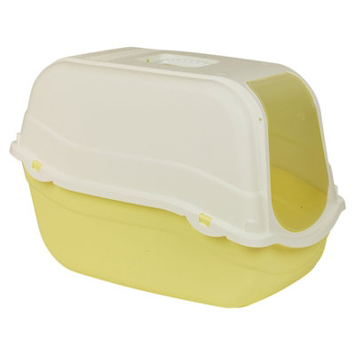 Urbn-Living Urbnliving Extra Large Enclosed Cat Litter Yellow Bottom Tray Filter Box Hooded Large Scoop Toilet Potty from B&Q