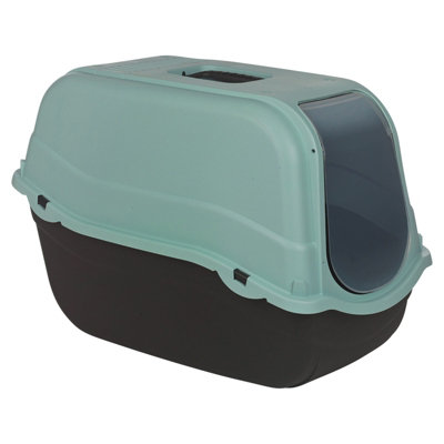 Urbn-Living Urbnliving Extra Large Enclosed Cat Litter Blue Top Tray Filter Box Hooded Large Scoop Toilet Potty from B&Q