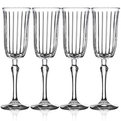 Queensway Home and Dining Queensway Home & Dining 175Ml Tall Footed Champagne Wine Prosecco Flute Wedding GlassesSet Of 4 from B&Q