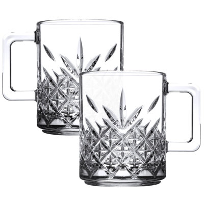 Queensway Home and Dining Queensway Home & Dining 250Ml Glass Mugs Coffee Tea Cappuccino Latte Hot Drinks Cups Set Of 2 from B&Q