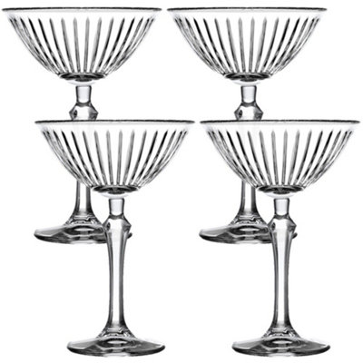 Queensway Home and Dining Queensway Home & Dining Long Stemmed Drinking Glasses Martini Cocktails 220Ml Party Set Of 4 from B&Q