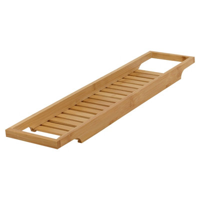 Urbn-Living Urbnliving Bamboo Bath Tub Caddy Tray Wooden Bathroom Rack Shelf Storage Organiser 64X15Cm from B&Q