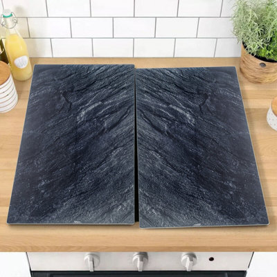 Urbn-Chef Urbnchecf 52Cm Width 2Pcs 2 Pcs Universal Slate Effect Glass Stove Hob Cover Cutting Chopping Boards Worktop Protectors from B&Q