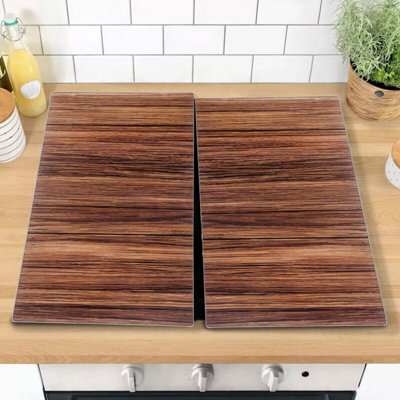 Urbn-Chef Urbnchecf 52Cm Width 2Pcs 2 Pcs Universal Wood Effect Glass Stove Hob Cover Cutting Chopping Boards Worktop Protectors from B&Q