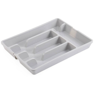 Urbn-Chef 7-Section Extendable Grey Color Plastic Cutlery Tray Kitchen Drawer Insert Holder from B&Q