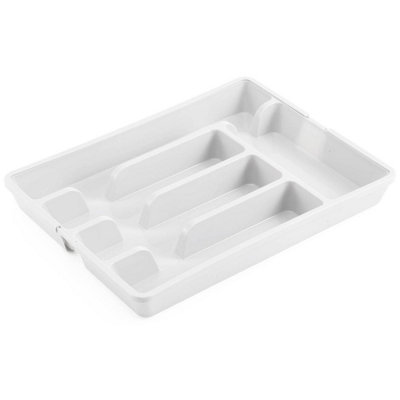 Urbn-Chef 7-Section Extendable White Color Plastic Cutlery Tray Kitchen Drawer Insert Holder from B&Q
