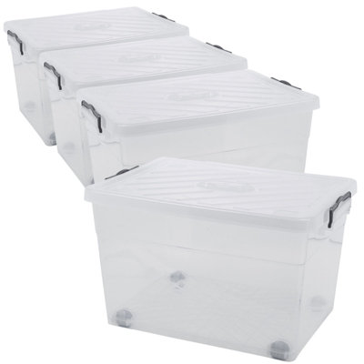 Urbn Living (4X55l) Clear Plastic Storage Box Lid Home Office Garage - Image 3