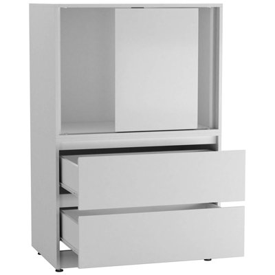 Urbn-Living Urbnliving 120Cm Height 2 Door 2 Drawer Side Cabinet Unit Cupboard Drawer Storage Home Office FurnitureWhite from B&Q