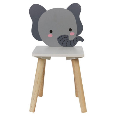 Urbn-Living Urbnliving Children Kids Wooden Chair Small Stool Elephant Animal Character Playroom from B&Q