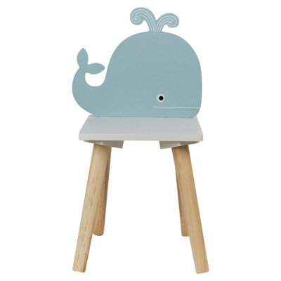 Urbn-Living Urbnliving Children Kids Wooden Chair Small Stool Whale Animal Character Playroom from B&Q