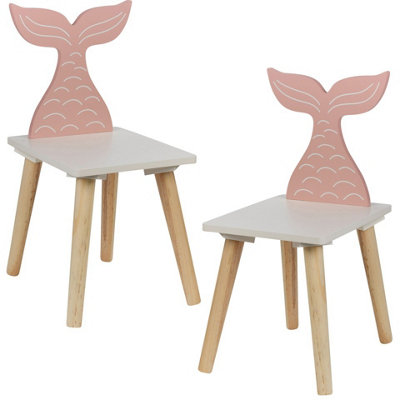 Urbn-Living Urbnliving Children Kids Wooden Chair Small Stool Fishtail Animal Character PlayroomSet Of 2 from B&Q