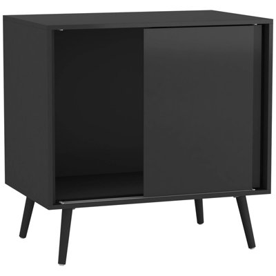 Urbn-Living 2-Door Sliding Chest Cabinet Sideboard Carcass Closet Storage Cupboard Organiser With Legs Black
