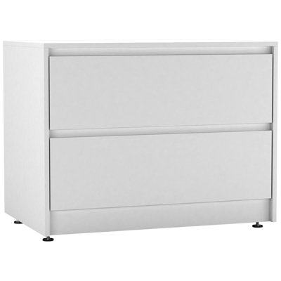 Urbn-Living Urbnliving 60Cm Height 2 Drawer White Chest Dresser Sideboard Storage Cabinet Unit W/ Adjustable Feet Bedroom