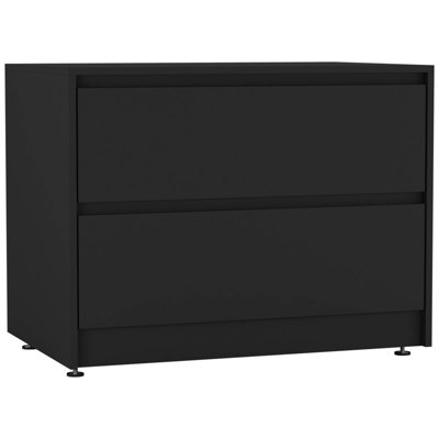 Urbn-Living Urbnliving 60Cm Height 2 Drawer Black Chest Dresser Sideboard Storage Cabinet Unit W/ Adjustable Feet Bedroom