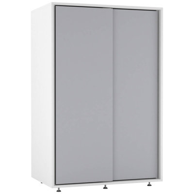 Urbn-Living Urbnliving 120Cm Height White Carcass With 2 Grey Sliding Doors Wardrobe Bedroom Storage Closet Hanging Rail Cupboard Unit from B&Q