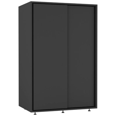 Urbn-Living Urbnliving 120Cm Height Black Carcass With 2 Black Sliding Doors Wardrobe Bedroom Storage Closet Hanging Rail Cupboard Unit from B&Q