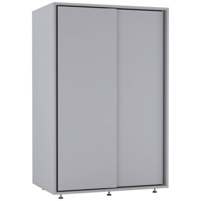 Urbn-Living Urbnliving 120Cm Height Grey Carcass With 2 Grey Sliding Doors Wardrobe Bedroom Storage Closet Hanging Rail Cupboard Unit from B&Q