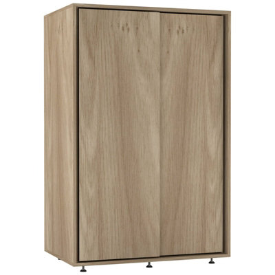 Urbn-Living Urbnliving 120Cm Height Oak Carcass With 2 Oak Sliding Doors Wardrobe Bedroom Storage Closet Hanging Rail Cupboard Unit from B&Q