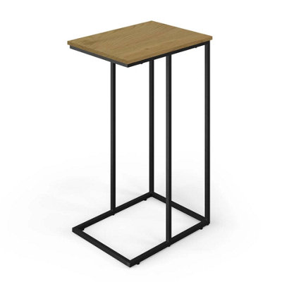 B&Q -  Urbnliving Modern C-Shaped Industrial Sofa Side Table With Steel Frame And Wild Oak Top
