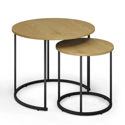 Urbn-Living Urbnliving Round Nesting Tables Industrial Style Side Tables With Metal Frame For Living RoomBedroom Or Office Set Of 2 from B&Q