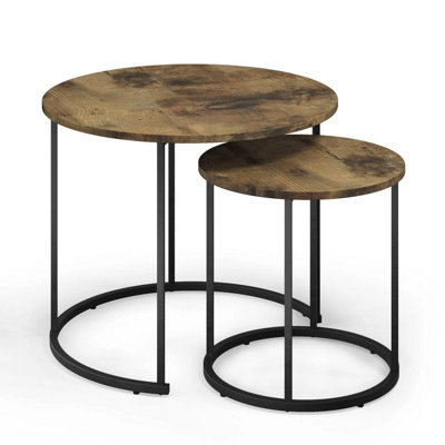 Urbn-Living Urbnliving Industrial Round Nesting Side Tables Modern Coffee & End Tables With Steel Frame For Living Room Set Of 2 from B&Q
