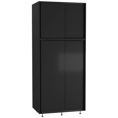 Urbn-Living Urbnliving 180Cm Height 4 Sliding Doors Black Wardrobe Bedroom Storage Closet Hanging Rail Cupboard Unit from B&Q