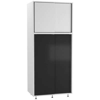 Urbn-Living Urbnliving 180Cm Height White Carcass With 4 Sliding Black Doors Wardrobe Bedroom Storage Closet Hanging Rail Cupboard Unit from B&Q