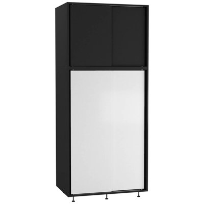 Urbn-Living Urbnliving 180Cm Height Black Carcass With 4 Sliding White Doors Wardrobe Bedroom Storage Closet Hanging Rail Cupboard Unit from B&Q