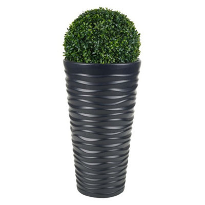 Urbn-Living BlackSet Of 1Slim Plastic Round Flower Pot With Inserts52X29.6X29.6Cm from B&Q