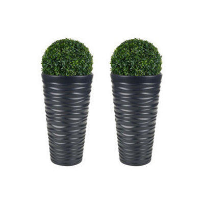 Urbn-Living BlackSet Of 2Slim Plastic Round Flower Pot With Inserts52X29.6X29.6Cm from B&Q