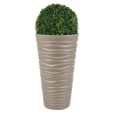 B&Q -  Light BrownSet Of 1Slim Plastic Round Flower Pot With Inserts52X29.6X29.6Cm