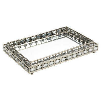 B&Q -  UrbnlivingRectangle Silver Mirror Tray