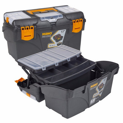 B&Q -  17 Cantalever Large Plastic Tool Box Lockable Storage
