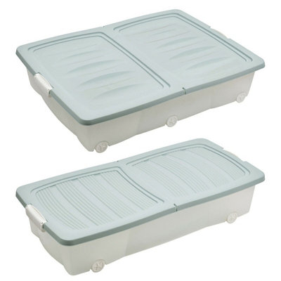 Urbn-Living TealSet Of 2 40 Litre Under Bed Storage Wheeled Box from B&Q