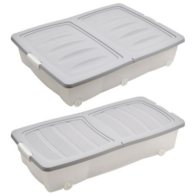 Urbn-Living GreySet Of 2 40 Litre Under Bed Storage Wheeled Box from B&Q