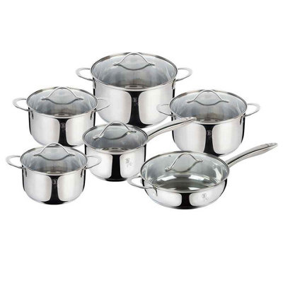 Berlinger Haus 12Pc Saucepan Set Stainless Steel Cookware Induction Pots & Pans Non Stick from B&Q