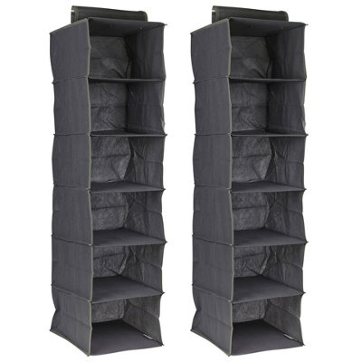 Urbn-Living Urbnliving 120Cm Height 6 Compartment Hanging Clothes Storage Organiser Shelves Collapsible Closet RackSet Of 2 from B&Q