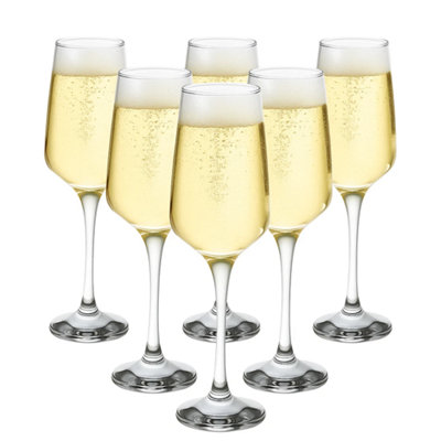 Queensway Home and Dining Queensway Home & Dining Set Of 6 Tall Stemmed Champagne Flutes 230Ml Prosecco  Cava Glasses from B&Q