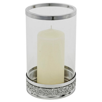 Urbn-Living Urbnliving 21Cm Hestia Clear Glass Candle Tealight Pillar Holder Diamante Base Home Décor from B&Q