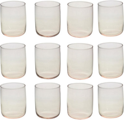 Queensway Home and Dining Queensway Home & Dining Modern Drinking Pink Coloured Glasses Water Dining Juice Tumbler 280MlSet Of 12 from B&Q