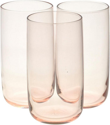 Queensway Home and Dining Queensway Home & Dining Modern Drinking Pink Coloured Glasses Water Dining Juice Tumbler 365MlSet Of 6 from B&Q