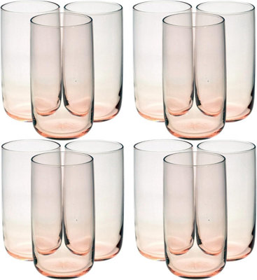 Queensway Home and Dining Queensway Home & Dining Modern Drinking Pink Coloured Glasses Water Dining Juice Tumbler 365MlSet Of 12 from B&Q