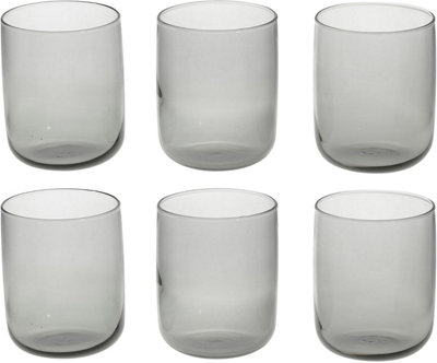 Queensway Home and Dining Queensway Home & Dining Modern Drinking Dark Grey Coloured Glasses Water Dining Juice Tumbler 280MlSet Of 6 from B&Q